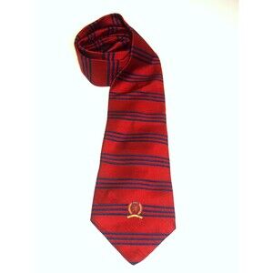 Tommy Hilfiger Men's Repp Stripe Tie Necktie Red Silk USA 4" Vintage Classic 60"